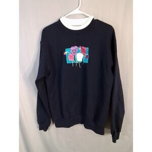 Top Stitch Navy sweatshirt with flowers